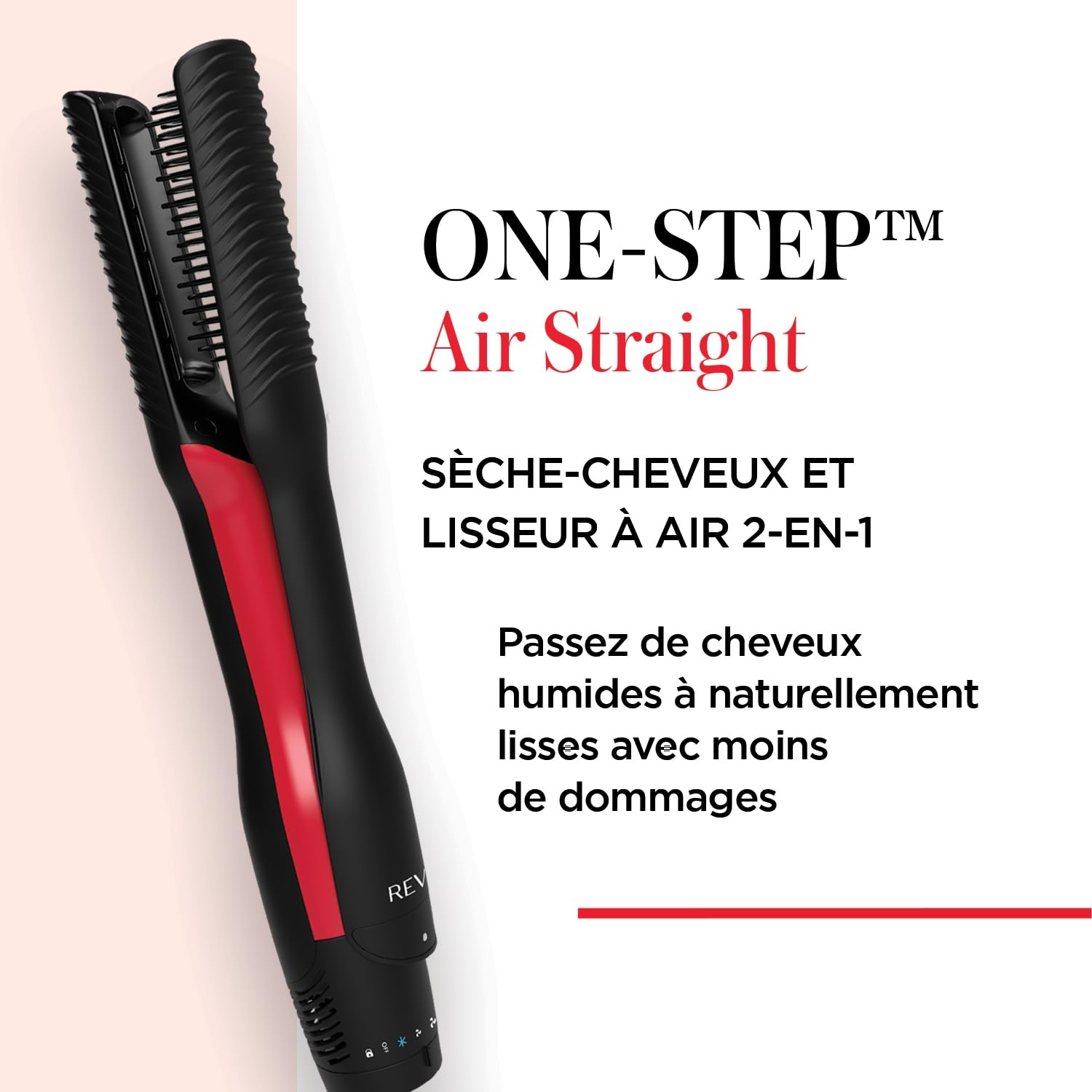 Revlon One-Step Air Straight: Seche cheveux et lisseur à air 2-en-1 | Sécher et lisser à l’air chaud sans chaleur extrême, avec plaques et dents chauffantes infusées à l’huile d’argan - RVDR5330