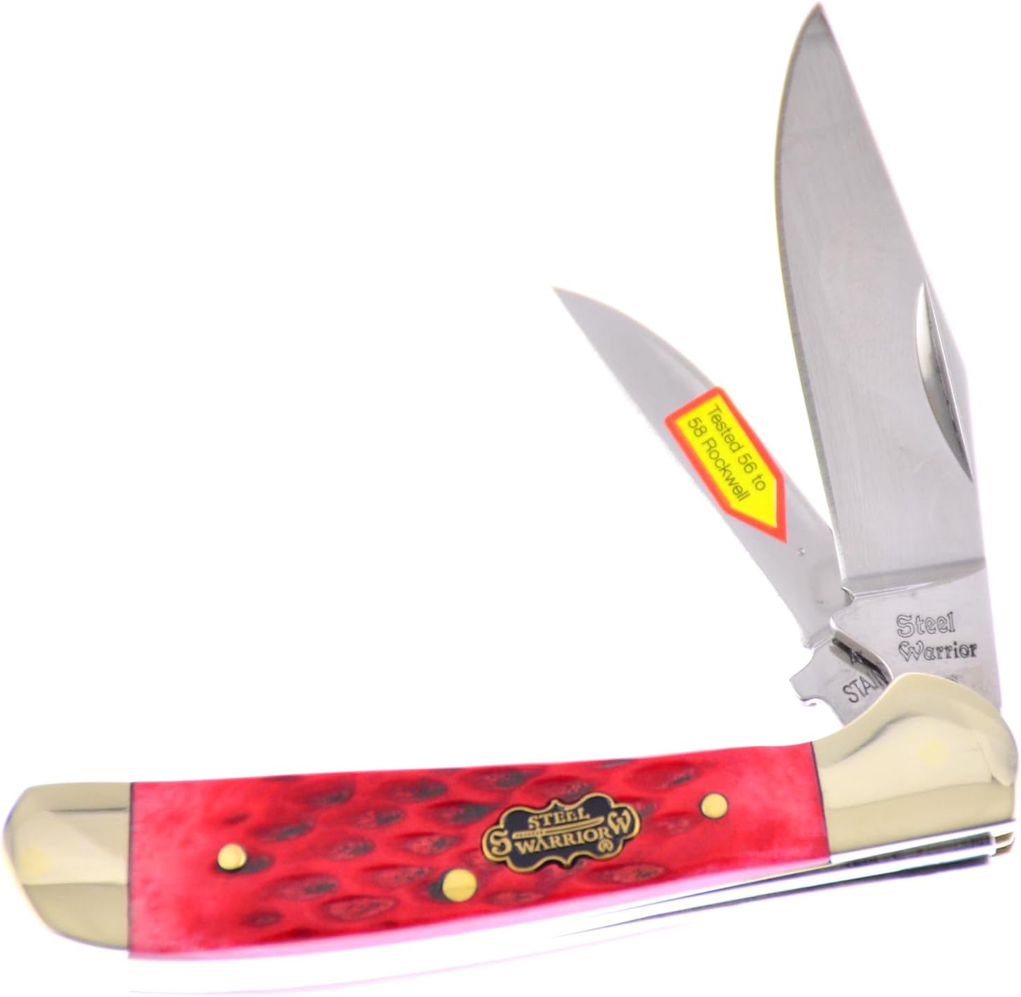 Steel Warrior Pocket Knife SW-104MNB Locking Copperhead Knife with a Midnight Blue Bone Handle Stainless Steel Blades Closed 3.25 Inches