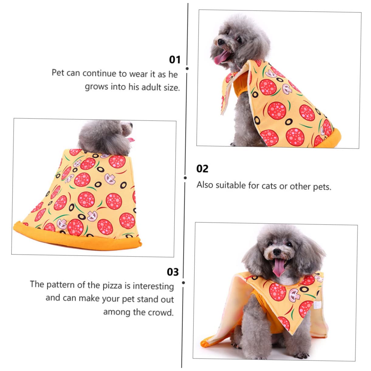 BESPORTBLE 3piezas Mascotas Disfraz De Halloween Ropa para Perros y Gatos Diseño De Pizza para Fiestas y Celebraciones Traje Cómodo y Atractivo para Mascotas Pequeñas