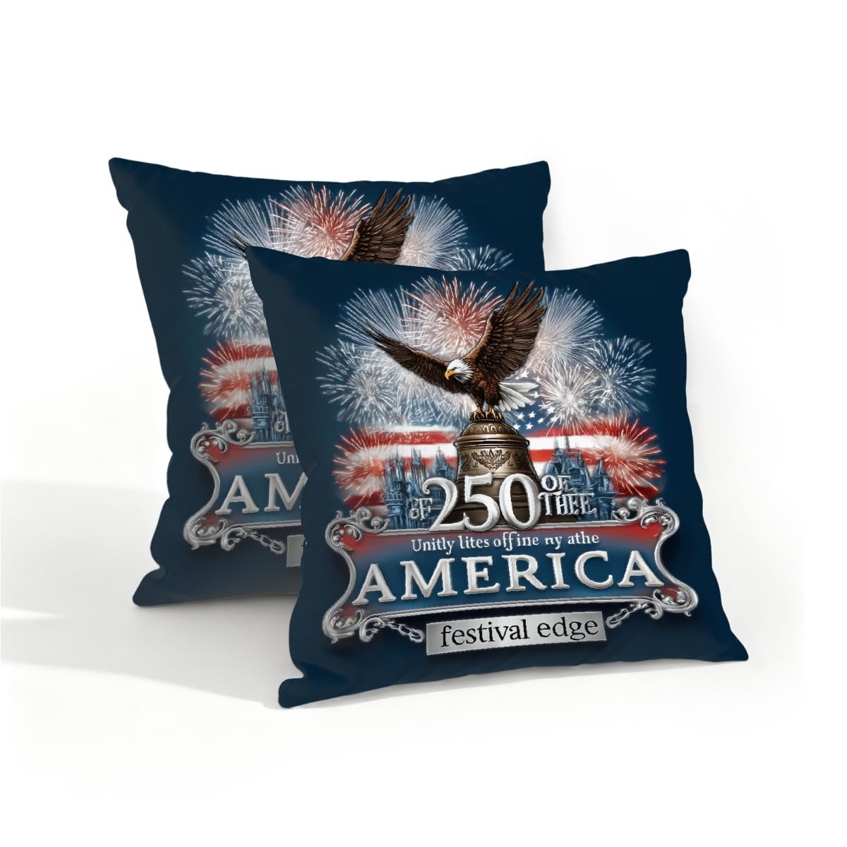 Outdoor Pillow Covers Waterproof Pillowcases 16x16in Set of 2 250th America Celebration Eagle Decorative Throw Cushion Case for Couch Sofa Garden Patio Furniture