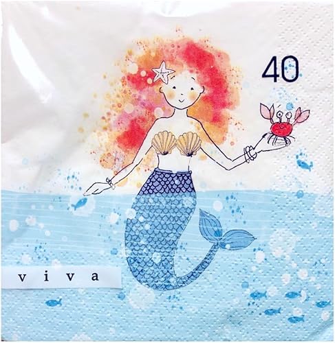 Viva - Servilletas de papel de sirena, 40 ct