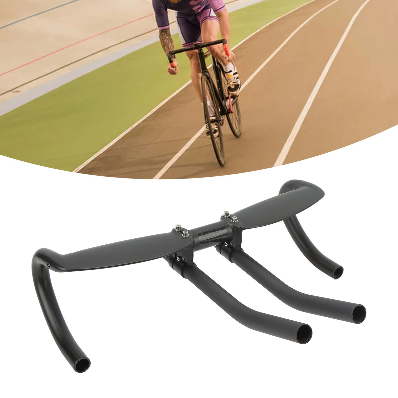 Kierownica z włókna węglowego Ø 31,8 mm, długość 440 mm, ergonomiczna, wygodna, antypoślizgowa, do rowerów szosowych i górskich