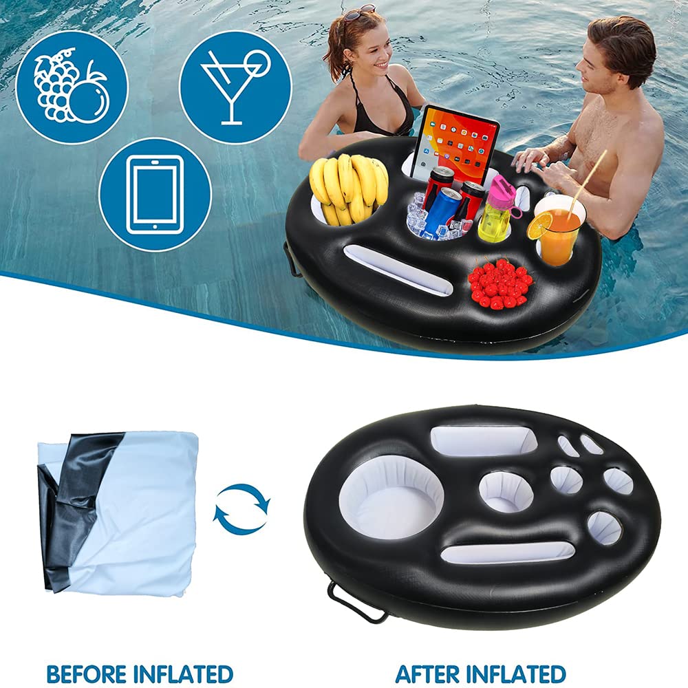 Soporte para bebidas de piscina, bandeja flotante ... - Grandado Soporte para bebidas de piscina, bandeja flotante ... - Grandado
