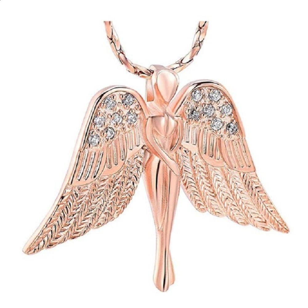 CSHSU Cremation Jewelry for Ashes Dog Little Angel Urn Necklace Bless Cremation Pendant for Memorial Keepsake Jewelry-Rose Gold