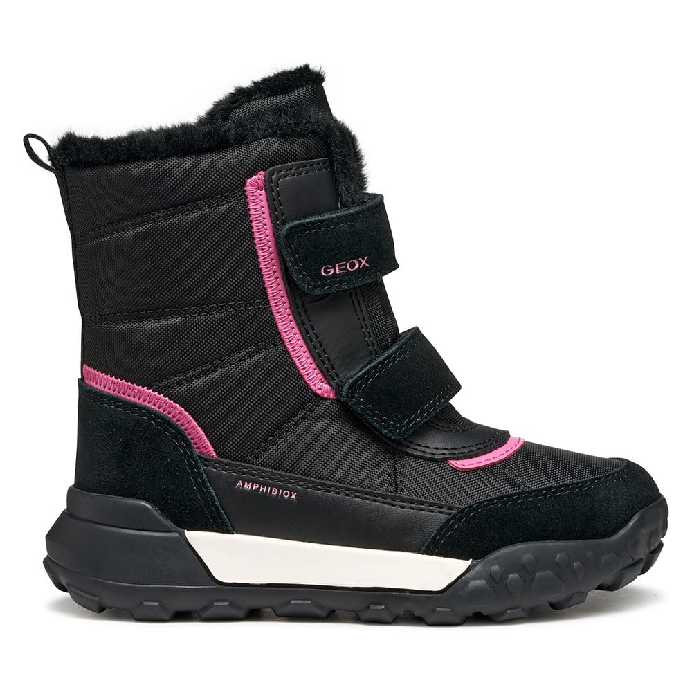 Geox Girls' J Trekkyup Girl B Ab Ankle Boot, Black fuchsia, 11.5 UK