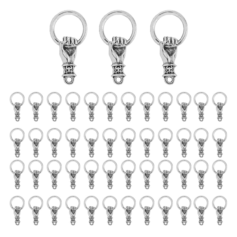 SHIDXIB 50Pcs Silver Plated Hand Holding Rings Charms Vintage Pendants Bulk For Jewelry Making DIY Handmade Necklace Earrings Accessories Pendants