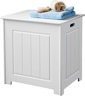 NEW STORAGE CHEST CABINET WHITE WOOD BASKET LAUNDRY BIN