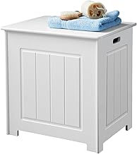 NEW STORAGE CHEST CABINET WHITE WOOD BASKET LAUNDRY BIN