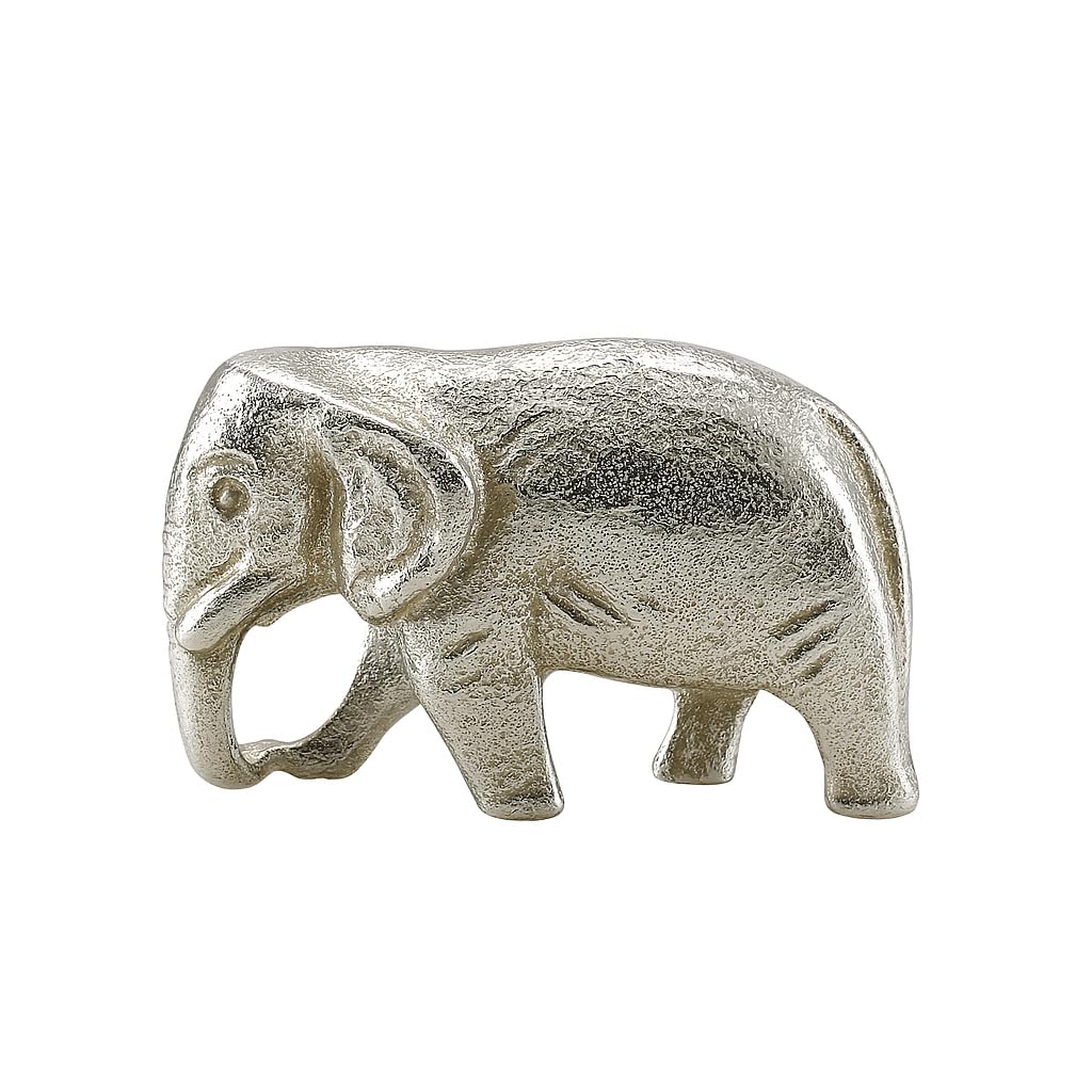 Ratna Shree 92.5 Pure Silver BIS Hallmark Solid Elephant Idol for Puja - Trunk Down | Vastu and Rahu Protection - Chandi ka Hathi (Single Small Elephant) 13gm