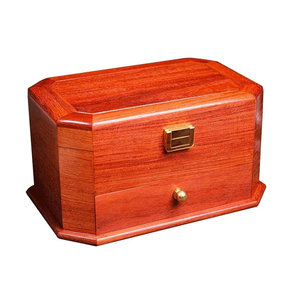 Hardwood Large Wooden Jewelry Box for Women Solid Wood Vintage Jewelry Organizer Box with Mirror Lockable Jewelry Storage