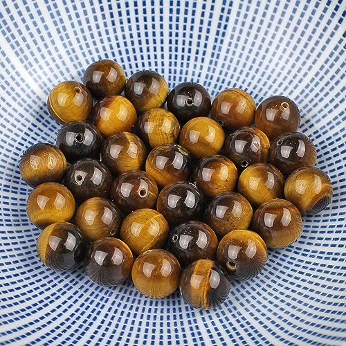 MJDCB Natural Round Stone Beads 6mm Yellow Tiger Eye Loose Gemstone Beads for Jewelry Making Bracelet Necklace 60pcs - Image 3