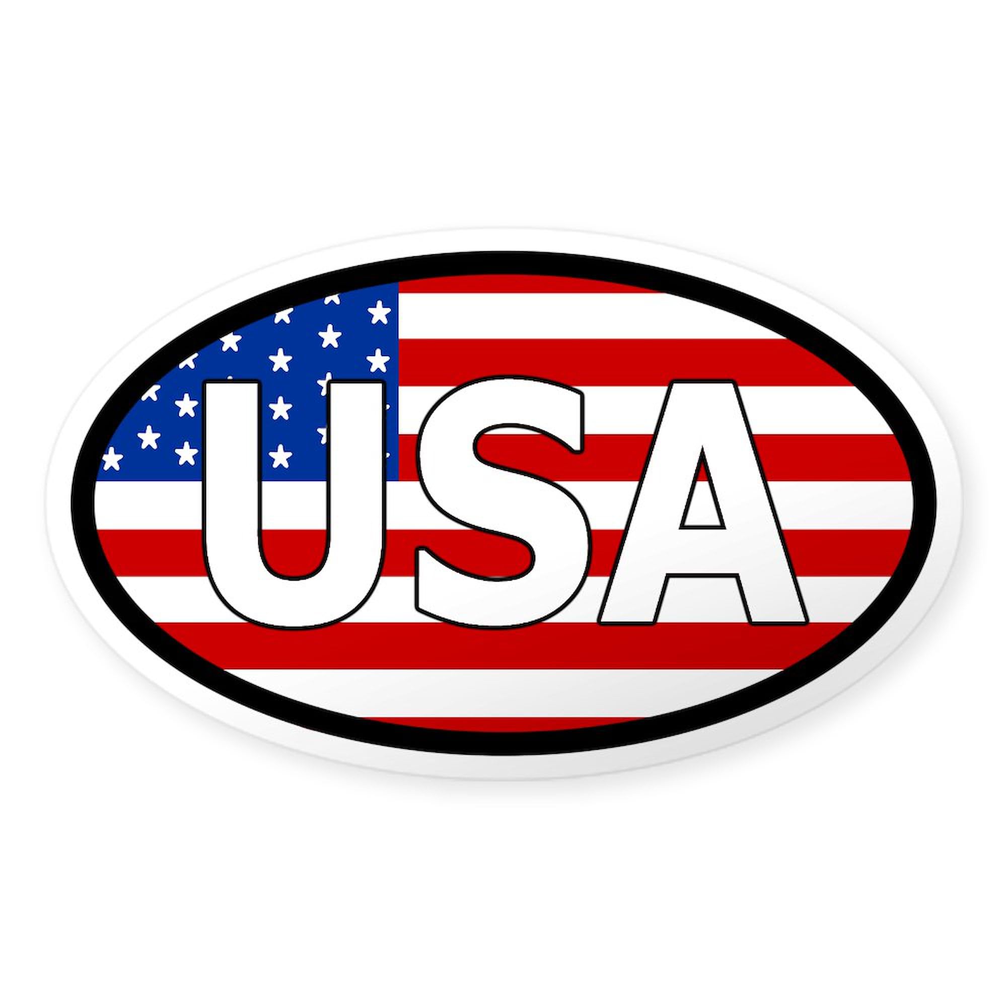 CafePress USA Flag Oval Sticker with USA Letters in White. Oval Car Bumper Sticker