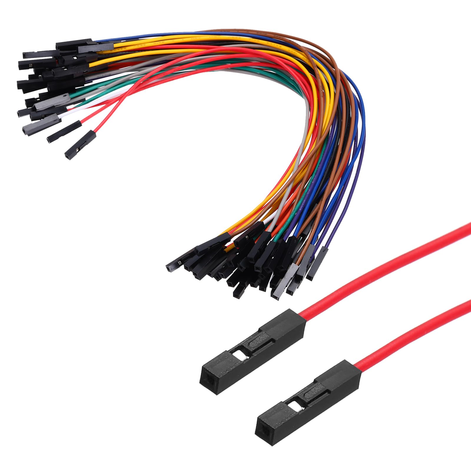 sourcing map Female to Female 1Pin Breadboard Jumper Wire 2.54mm Pitch Ribbon Cable 20cm Long Electronics Breadboard Ribbon Cables for Breadboard Electronic Projects Pack of 40