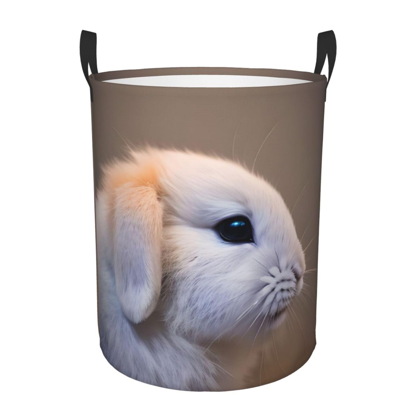 S Collapsible Laundry Hamper Round cry rabbit Print Storage