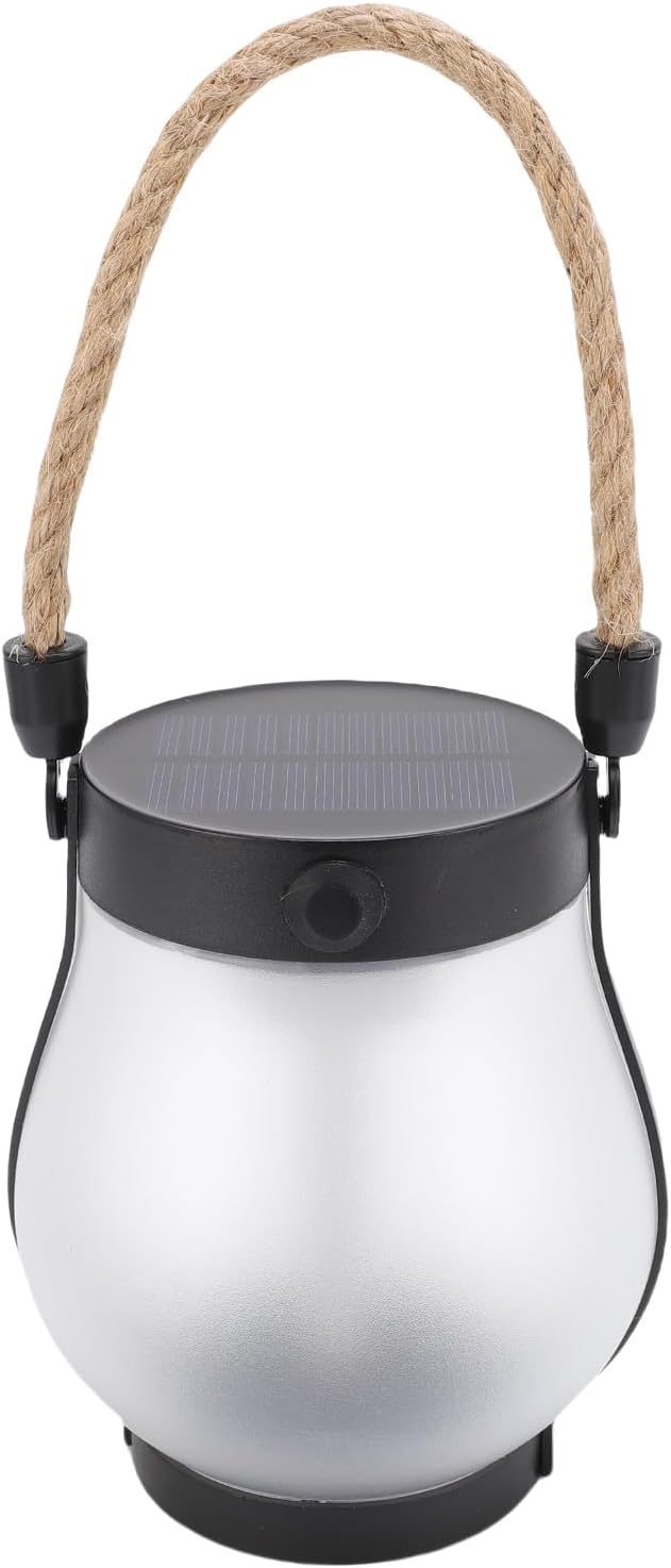 Solar Lantern,Hanging Solar Lights with Warm Light,Hemp Rope Lamp Rainproof Decorate for Outdoor Garden Pathway Yard Table Porch, 400mAh Li Battery