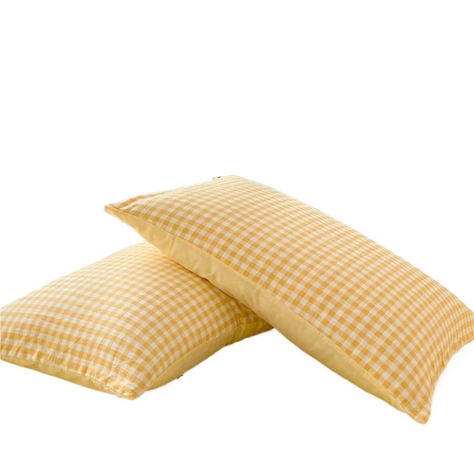 Pillowcase 2pcs Soft Pillowcases Rectangle Pillow Cover Plaid Style Pillowslip 48x74cm Cushion Covers Home Bed Case(Pudding yellow)