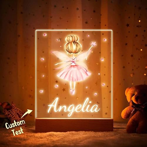Miniatura 2 de VEELU Luz nocturna LED para bebé con diseño de elfo personalizado, regalo de bautizo para niño y niña, regalo de nacimiento para niña