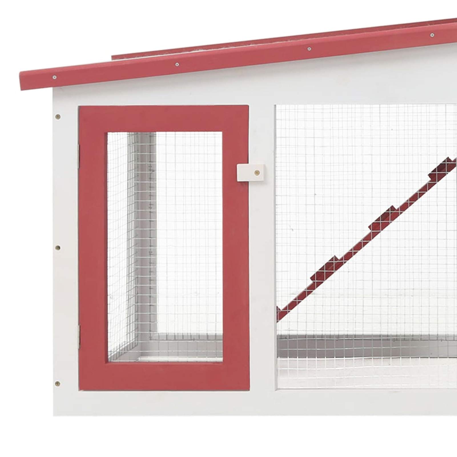 Conigliera per Esterni Grande Rossa e Bianca 204x45x85cm Legno,Articoli per Animali,Animali Domestici - Articoli,Articoli per Animali di Piccola Taglia,Habitat/Gabbie Piccoli Animali