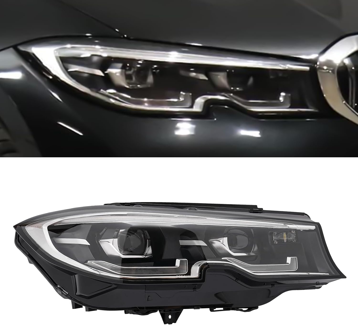 LED Headlight Assembly for 2019 2020 2021 BMW 3 Series G20/G21/G28 (W/LED DRL) Passenger Side OE/OEM 9481720,9481720-08,63118496160,8496154