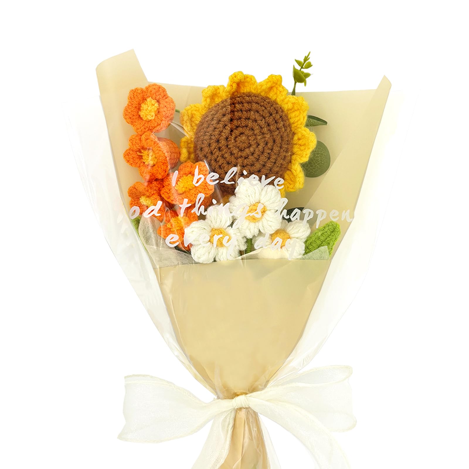 Photo 1 of **MISSING PARTS**
Shusara Crochet Flower Bouquet, Completed Handmade Knitted Flowers - Sunflower, Lily of The Valley, Faux Plants Artificial Flowers - Ideal for Home Decor, Anniversary, Graduation (Orange)