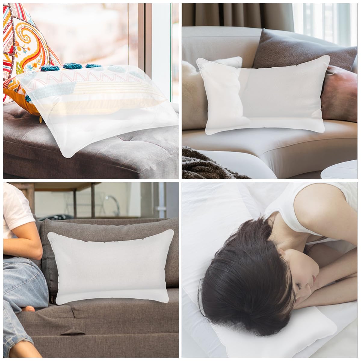 NUOBESTY Cuscino Gonfiabile per Campeggio in Pvc Bianco, Riempimento Decorativo e Pieghevole, Cuscino Portatile per Campeggio e Uso Esterno