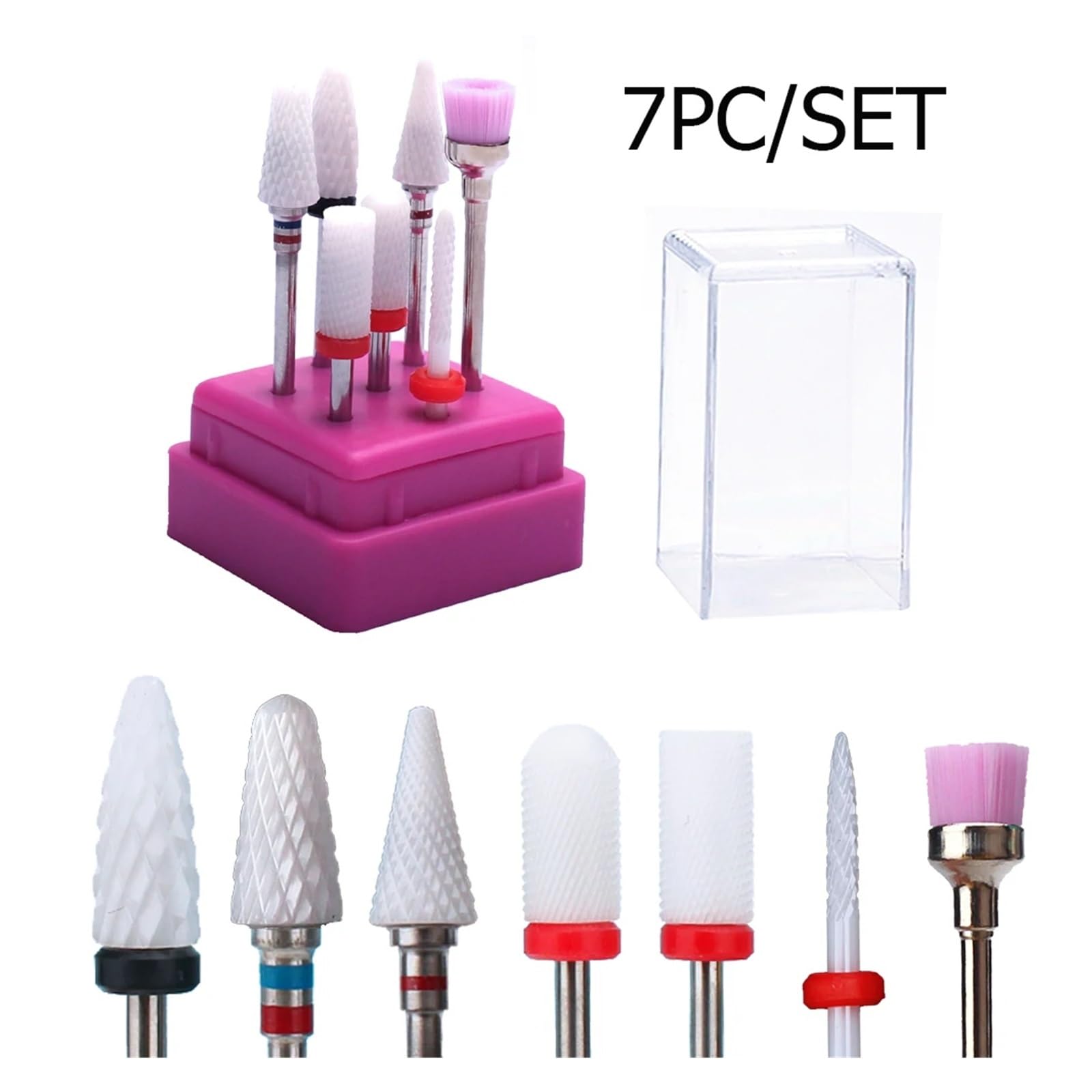Diamentowy wiertło Zestaw 10 ceramicznych wierteł do paznokci do elektrycznej maszynki do manicure. Wiele zestawów.(Mtset18h27-7pc)