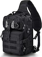 HAOMUK Tactical Sling Bag - 15L Military MOLLE EDC Shoulder Backpack, Water-Resistant Assault Range Pack
