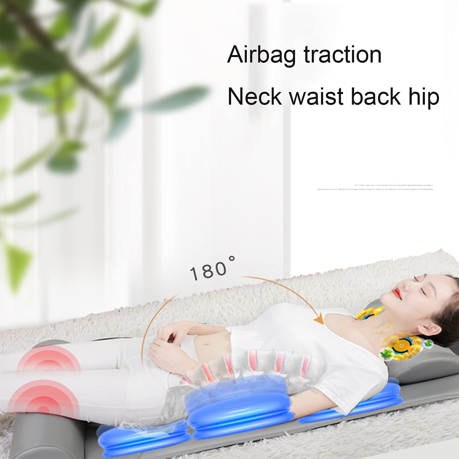 Genérico Esterilla de Masaje calefactora Multifuncional para Cuello y Espalda, colchón de Masaje Corporal Completo para aliviar el Dolor Lumbar, 4 Estilos de Masaje para Espalda, Cuello y Hombros.