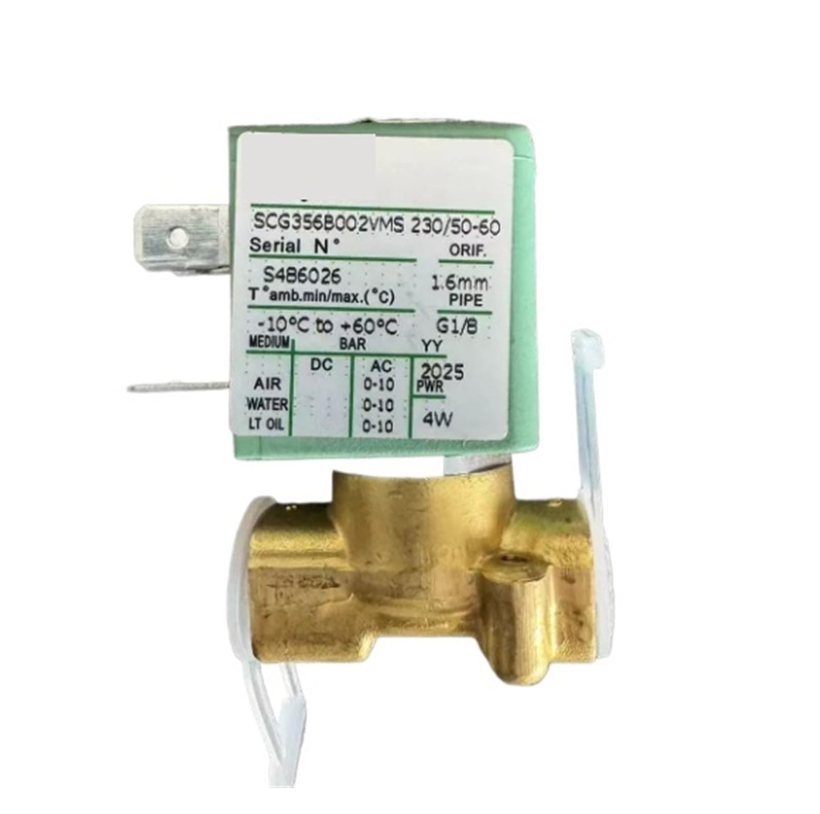 Dsfyaqilh 24Vdc Solenoid Valve Scg356b002vms Two-Position Two-Way Direct-Acting Brass Valve Diameter G1/8(24Vdc)