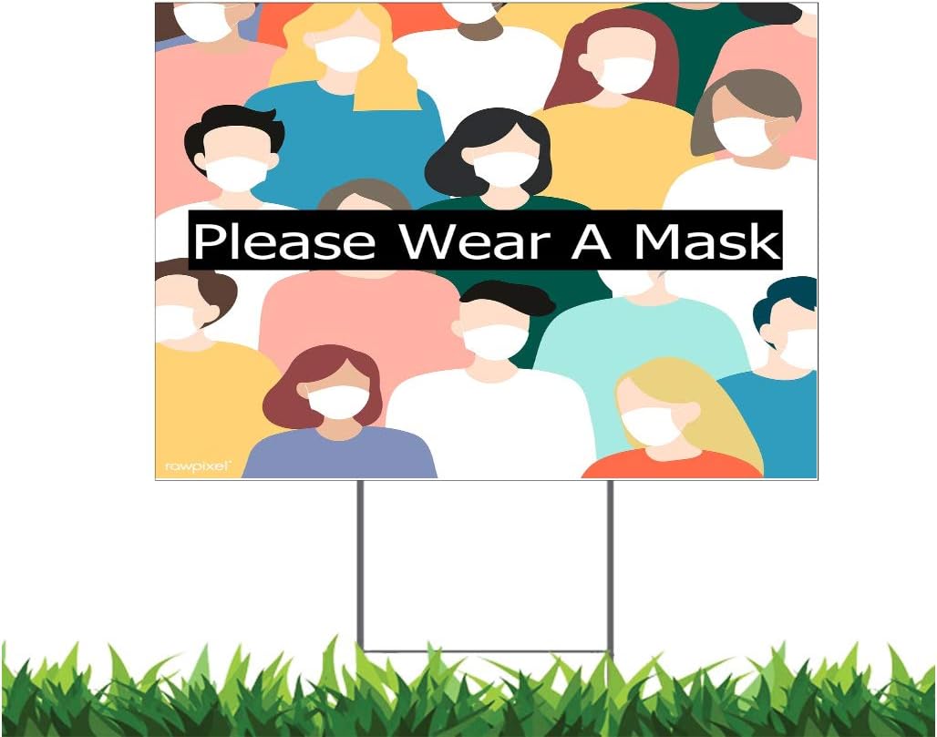 Debbie's Designs Please Wear A Mask 18x24-inch Yard Sign (Outdoor, Weatherproof Corrugated Plastic) Metal H-Stake Included