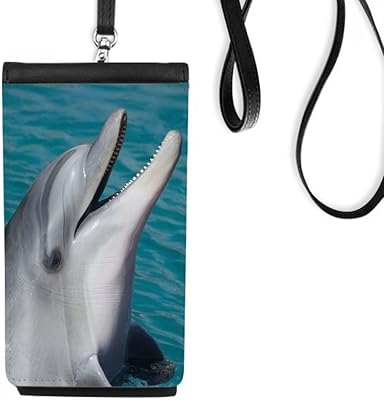 Ocean Water Dolphin Science Nature Picture Phone Wallet Purse Hanging Mobile Pouch Black Pocket