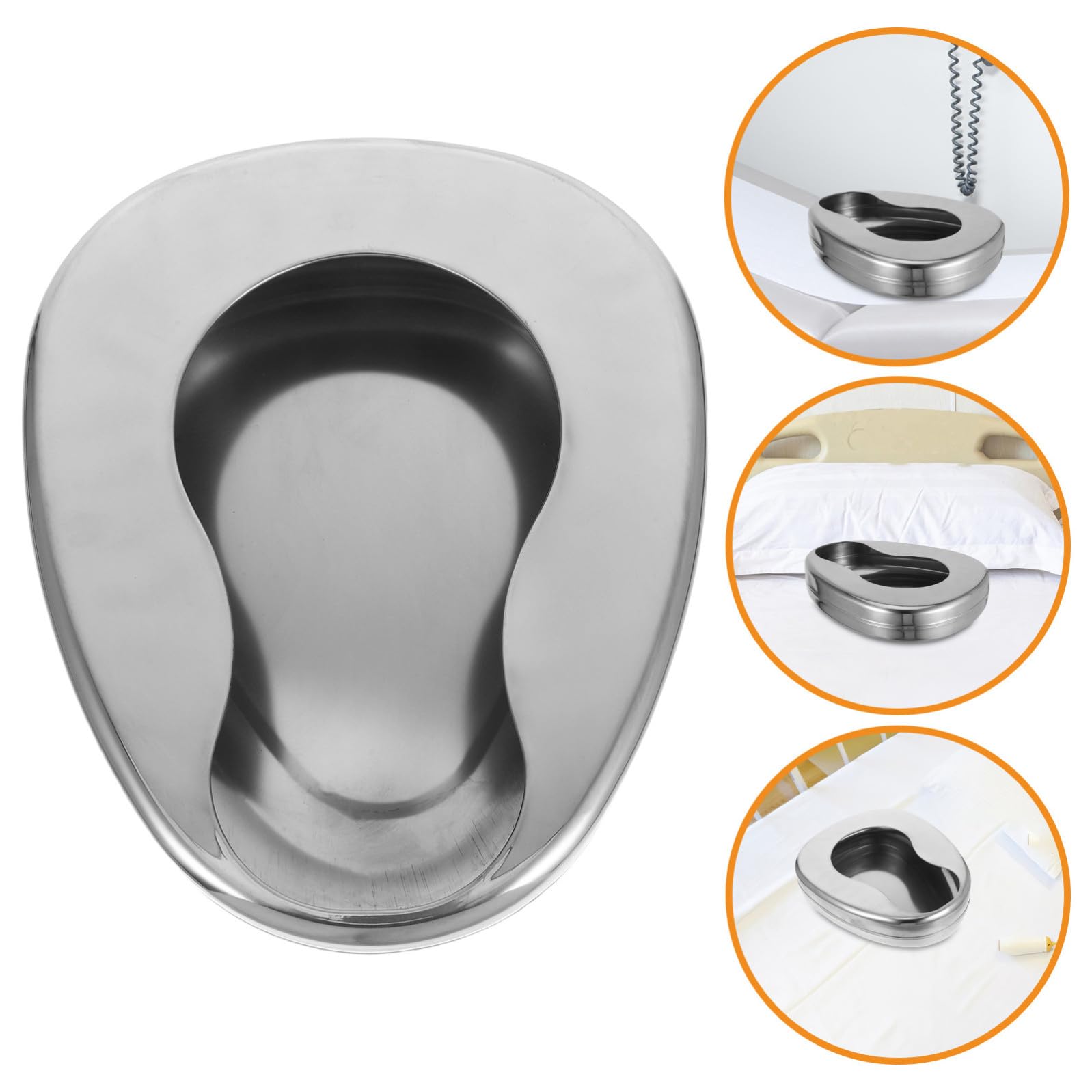 CRAFTHROU Padella da Letto Resistente in Acciaio Inossidabile Portatile Vaso Notturno per Pazienti Anziani e Allettati per Ospedali e Case di Riposo