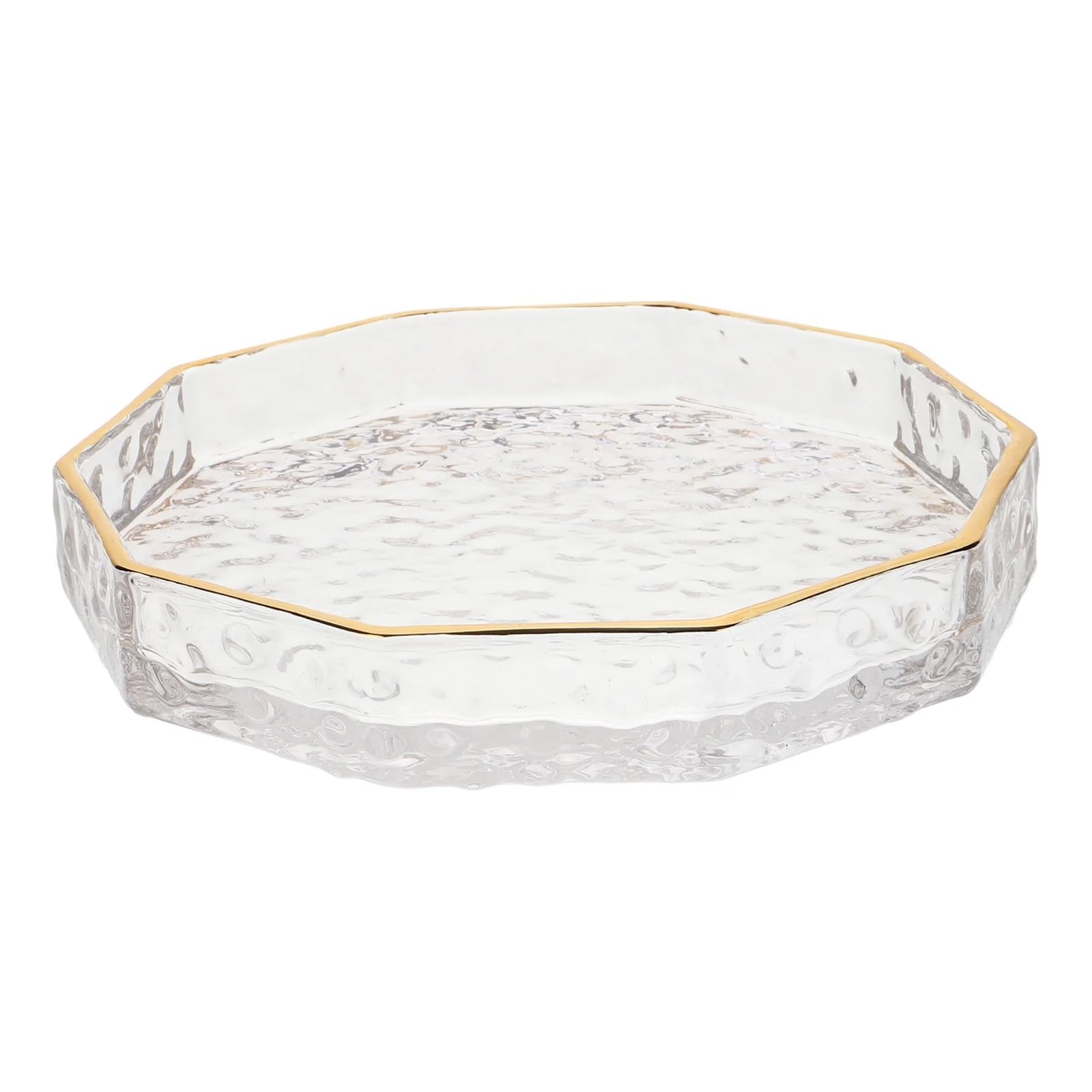 Bandeja para Perfumes Elegante Bandeja de Servicio de Vidrio con Borde Dorado, Plato Decorativo pequeño for Cocina, Plato de Postre de Frutas, cristalería, vajilla, Juego de vajilla