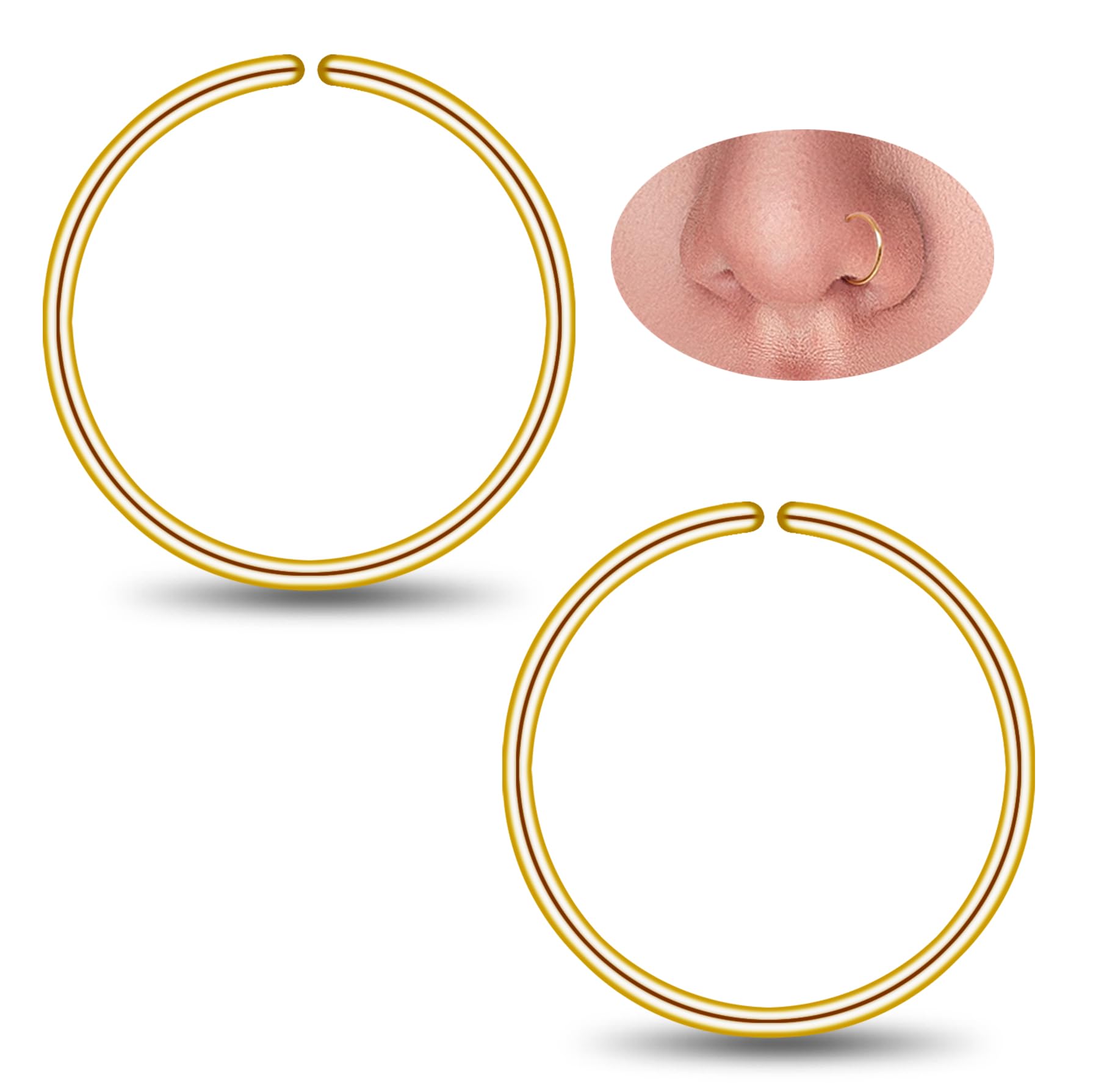 LUCKYJEWUSSmall Gold or Sterling Silver Huggie Hoop Earrings for Women Cartilage Nose Helix Tragus