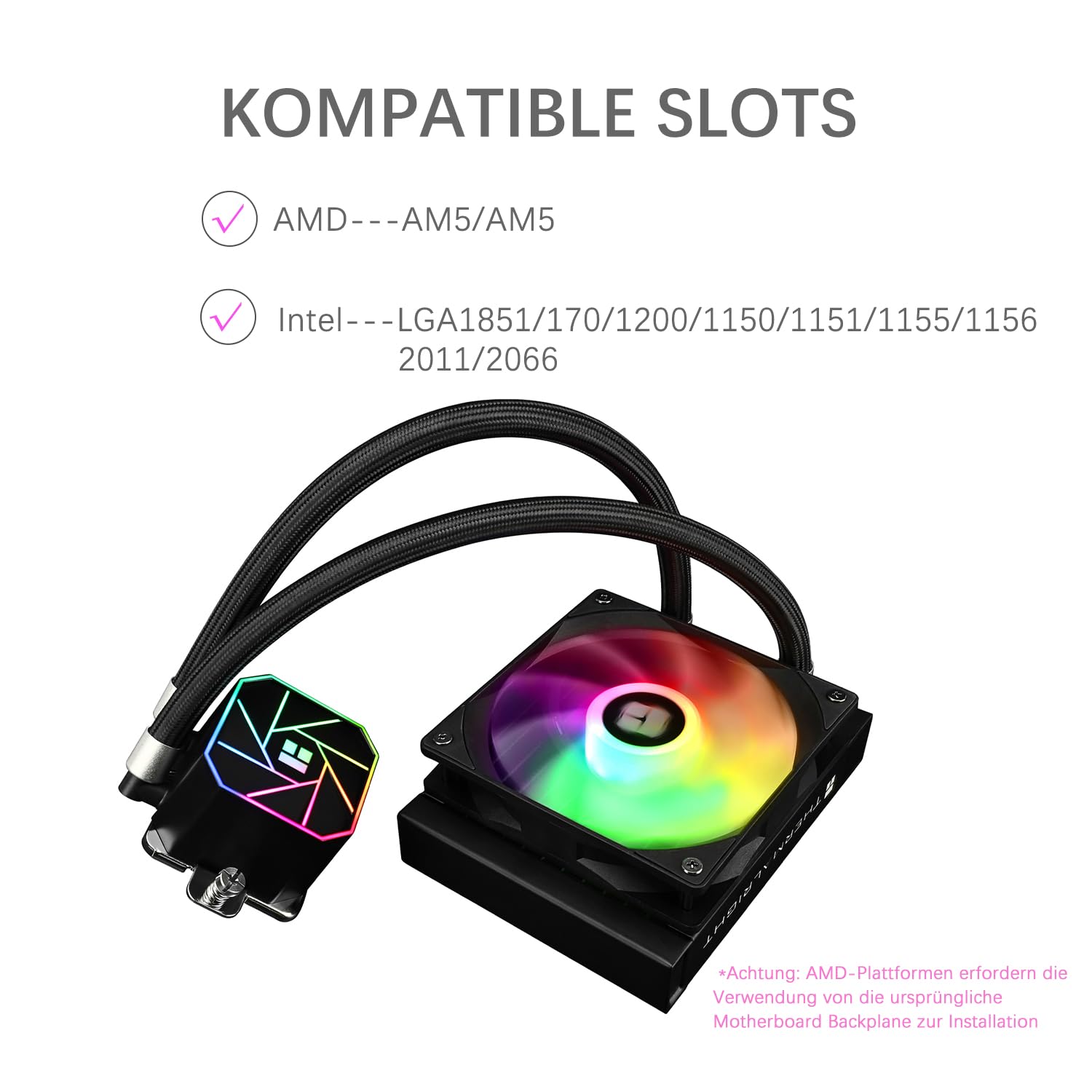 TR-Thermalright Aqua Elite 120 V3 CPU, raffreddamento ad acqua completo, 120, specifiche AIO PC, ventola di raffreddamento ARGB da 120 mm, facile installazione, compatibile con AM5/AM4, LGA1851/1700
