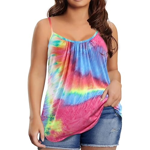 RITERA Women's Plus Size Tank Tops Flowy Tops Adjustable Strappy Loose Shirts XL-5XL