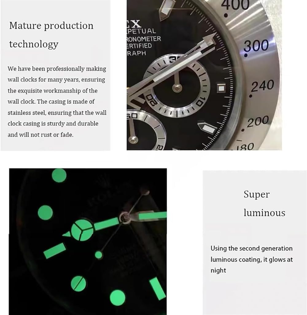 Amazon.co.jp: FUMAOYU ロレックス風 壁掛け時計 デイトナデザイン