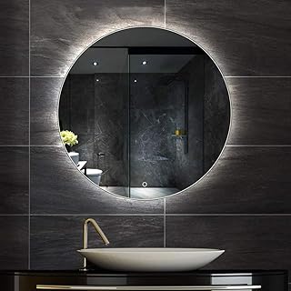 VENETIAN IMAGE Bathroom Mirror Led Illuminated Round Lighted Vanity Makeup Wall Mounted Lights Cosmetic with Touch Switch Price In India