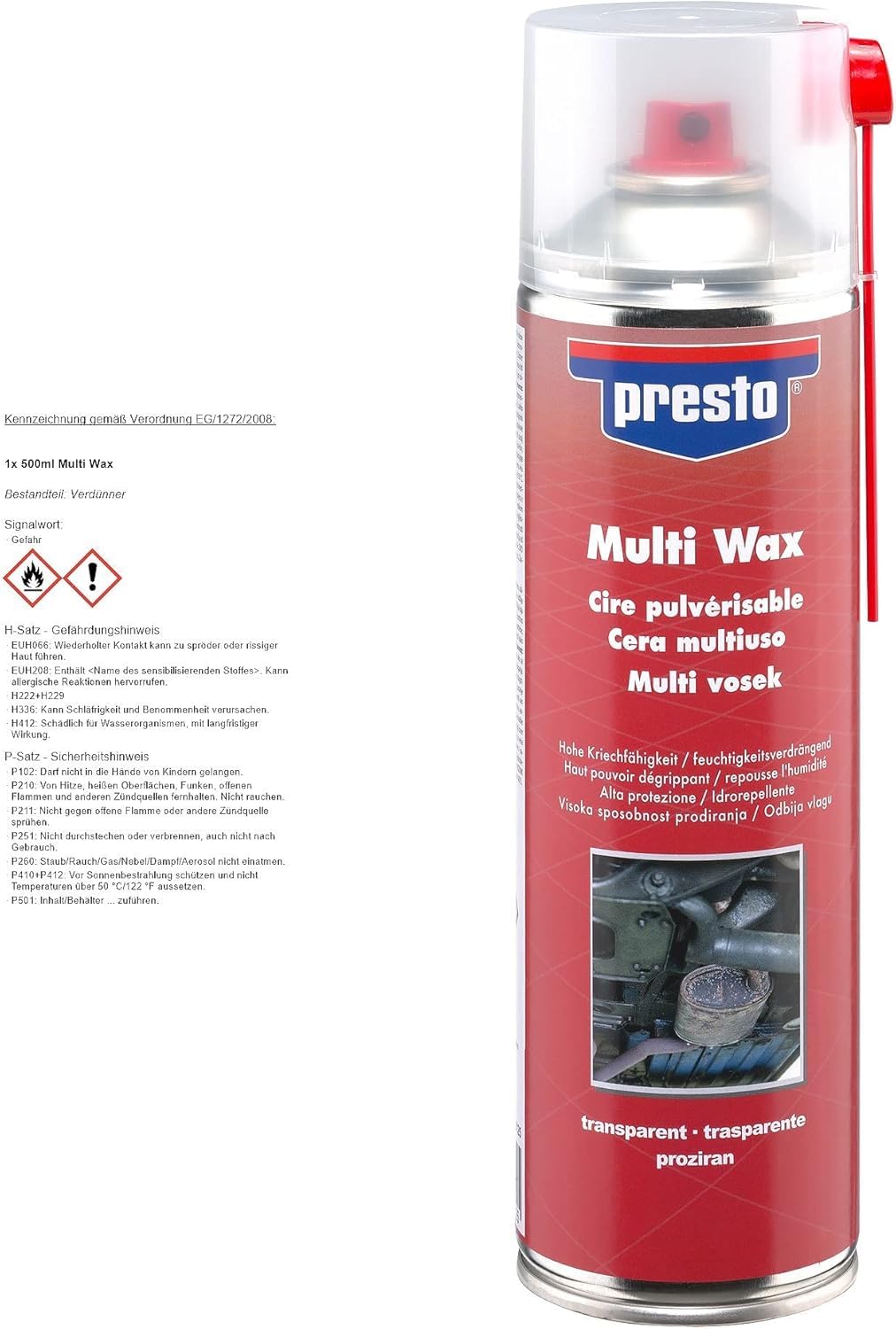 presto 432125 Cire Multi Wax 500 ML (Lot de 4)