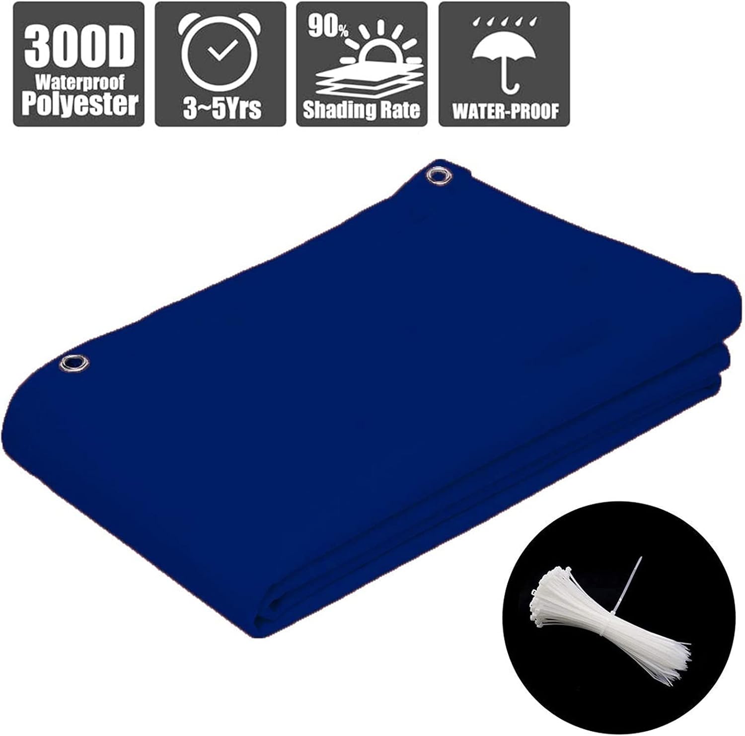 Privacy Shield Fence Screen 0.8x9.5m Sunshade & Weatherproof for Patio Garden Backyard Includes Eyelets Nylon Cable Ties and Cord Blue