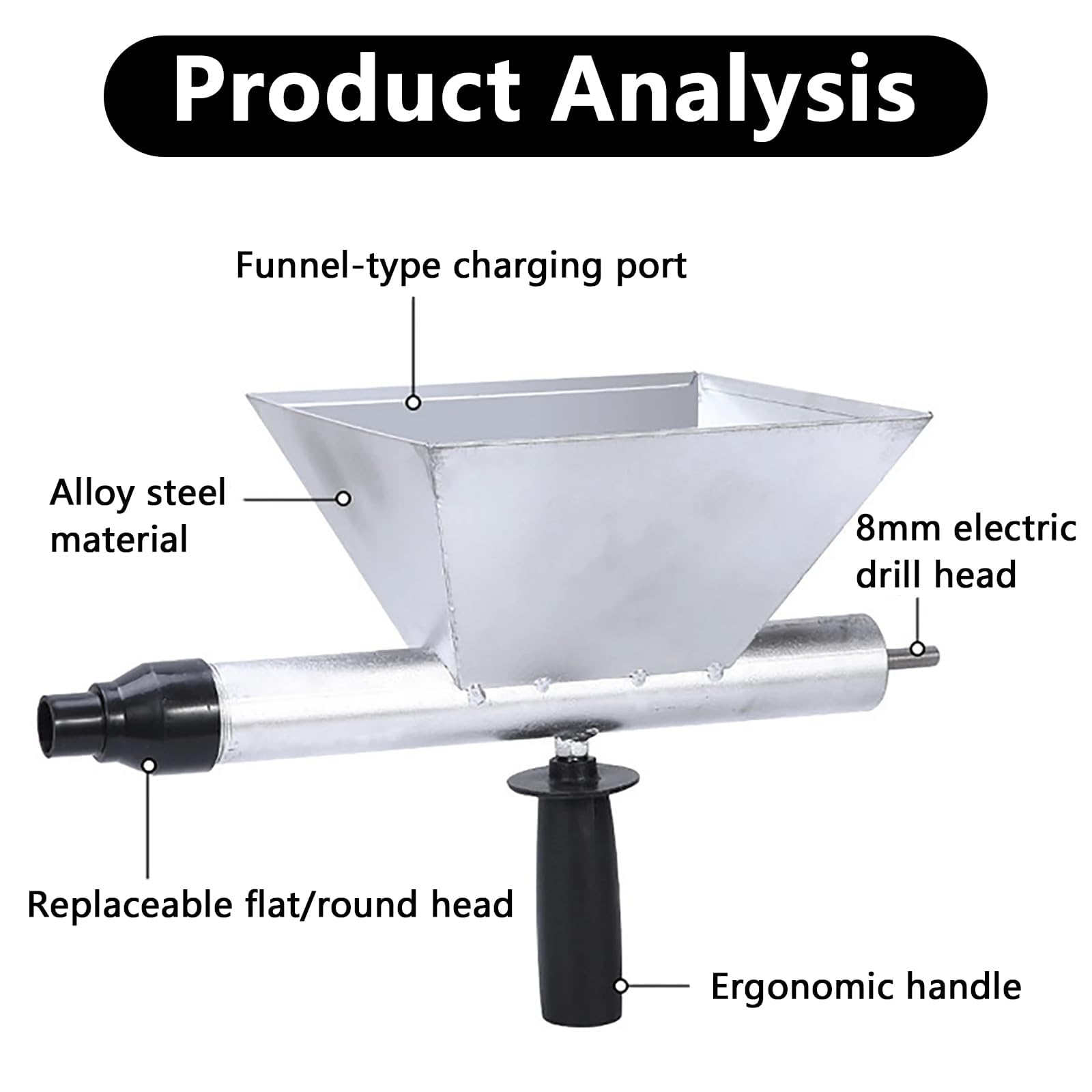 Pistola eléctrica para rejuntado con 4 boquillas - Mezcladora de Cemento portátil para Paredes y Suelos de ladrillo, Ideal para proyectos de reforma del hogar (Black)