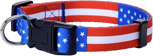 Miniatura 2 de Juego de collar y correa para perro con bandera estadounidense, correa y collares patrióticos de Estados Unidos a juego para el 4 de julio, patrón