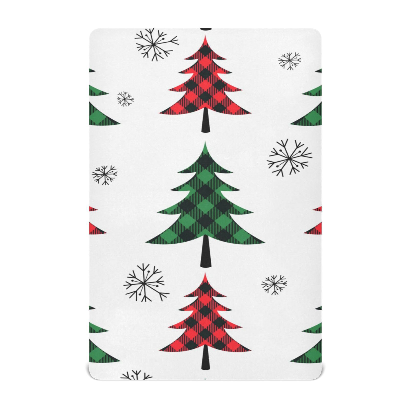 Moudou Christmas Tree Playard Sheet for Boy Girls, Soft Breathable Fitted Toddler Sheet for Standard Playard Bed Mattress, 39 x 27 x 5 Inch