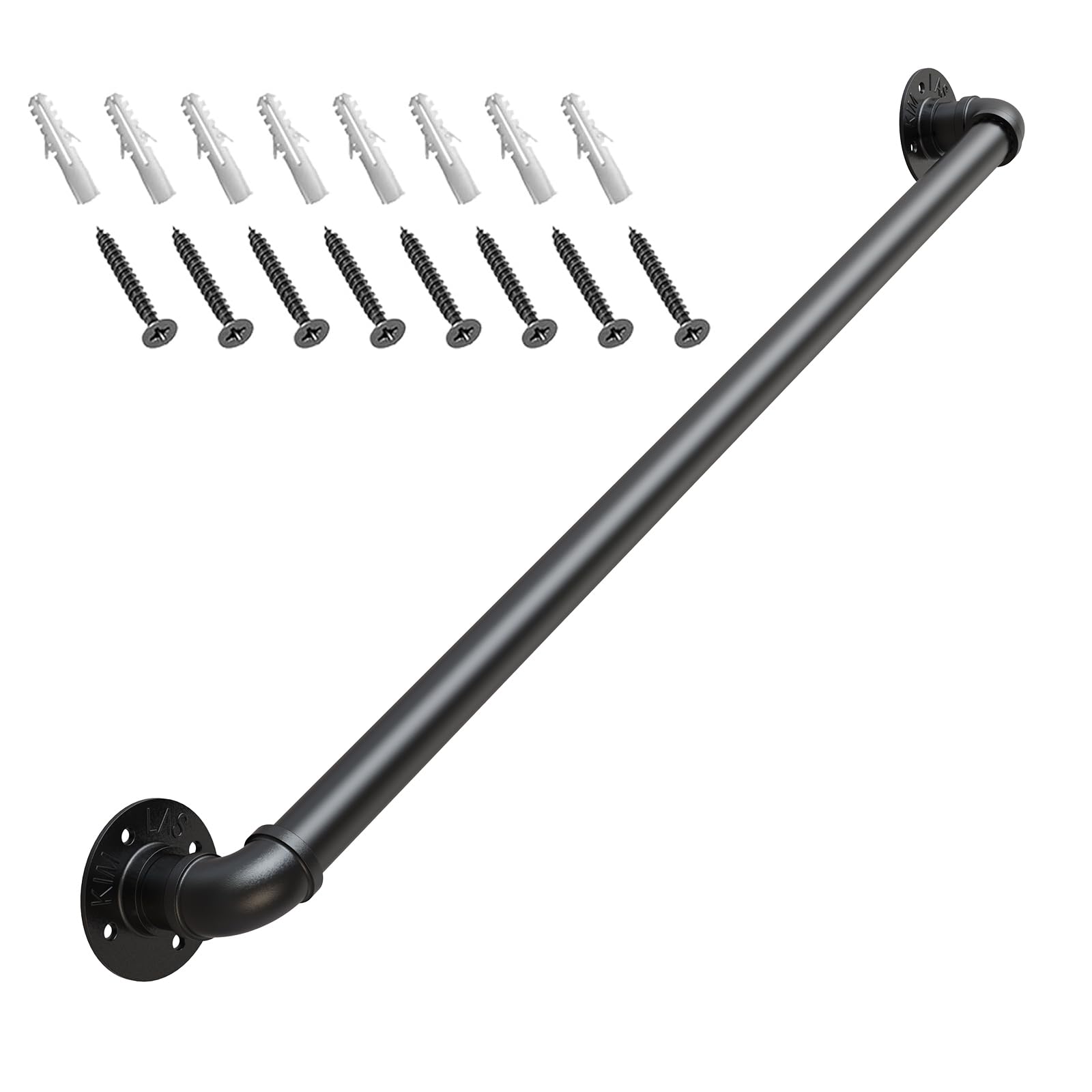 Handlauf für Treppen Schritt, Indoor-Outdoor Treppengeländer Handlauf Support Kit, Black Metal Schmiedeeisen, 90cm