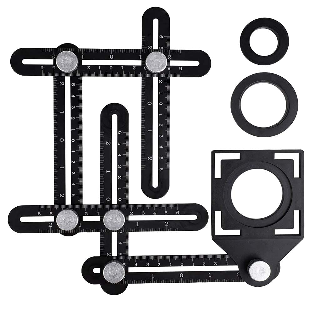 Aluminum Alloy Multi-Function six-fold Ruler Angle Finder Universal Angler Ruler Metal Drill Guide Locator Tile Opening Hole angle template tool-image-27