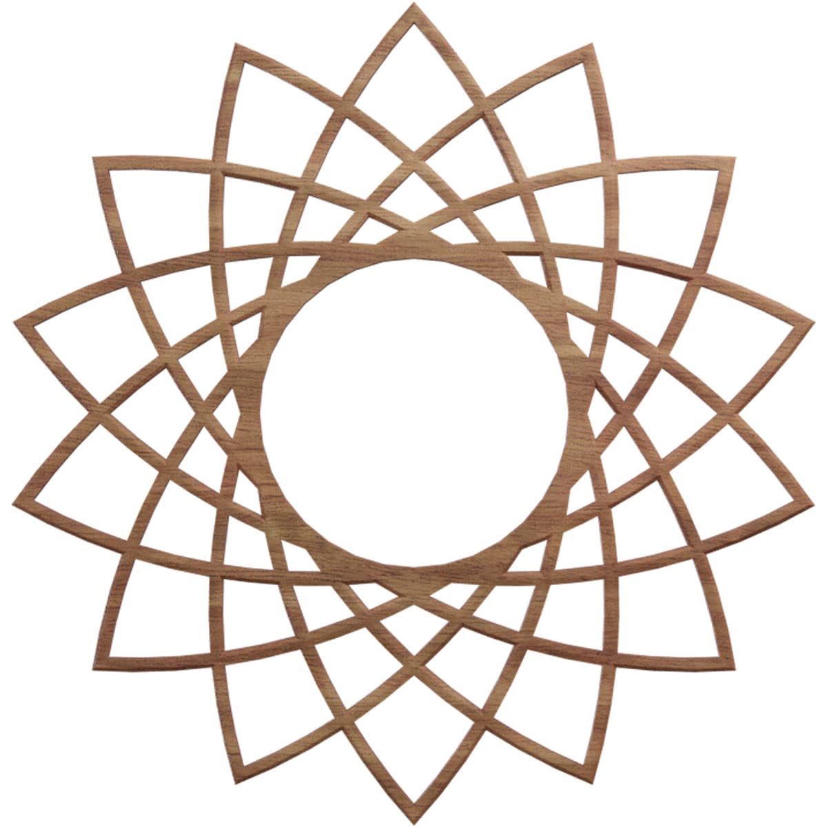 Ekena Millwork 16"OD x 6 1/8"ID x 3/8"T Eleanor Wood Fretwork Pierced Ceiling Medallion, Walnut