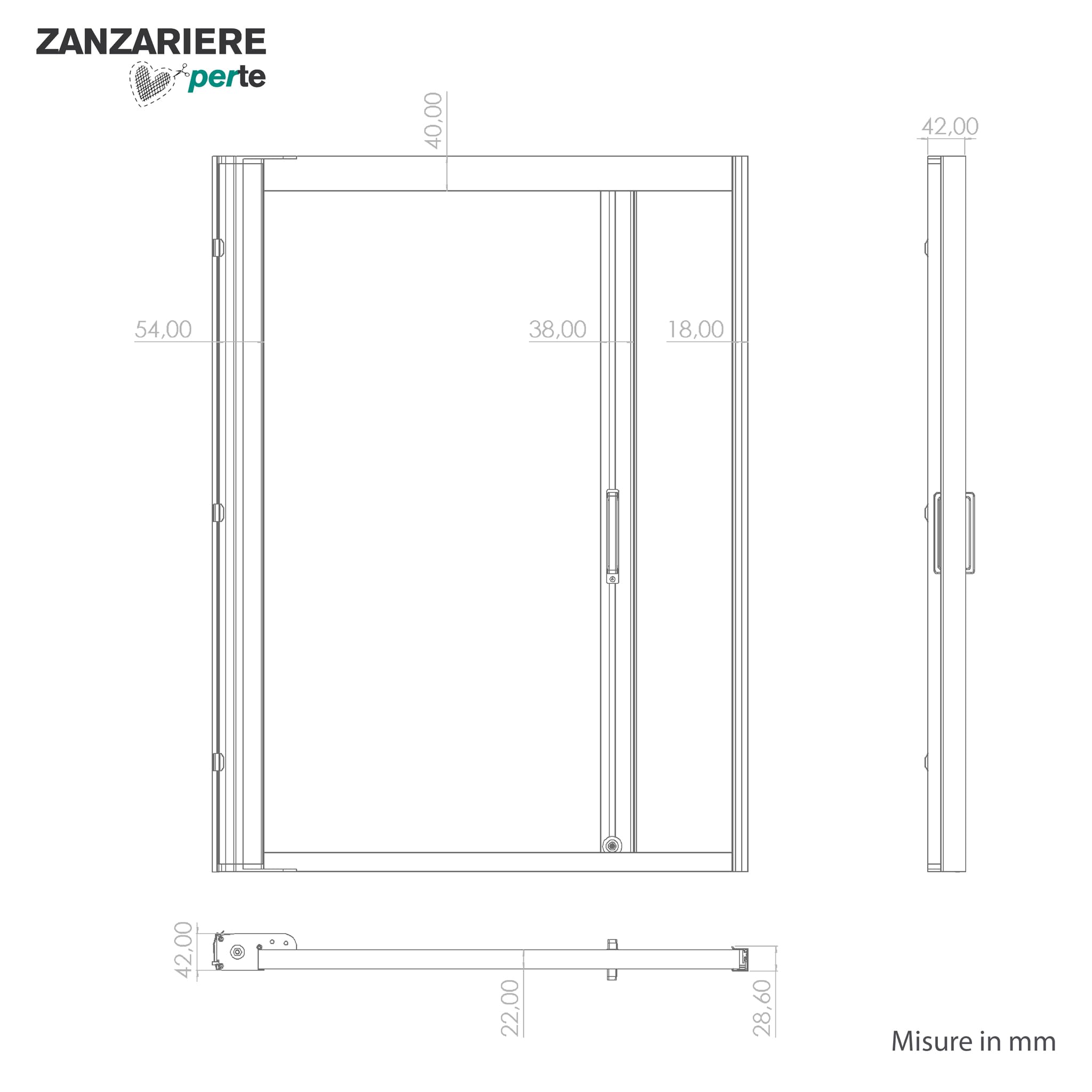 Zanzariera a Rullo "LILIANA" L 150 x H 250cm Laterale Riducibile per Porta Finestre Con Chiusura Rallentata e Magnetica - Bianca RAL9010 con Rete in Fibra di Vetro Grigia - Made in italy