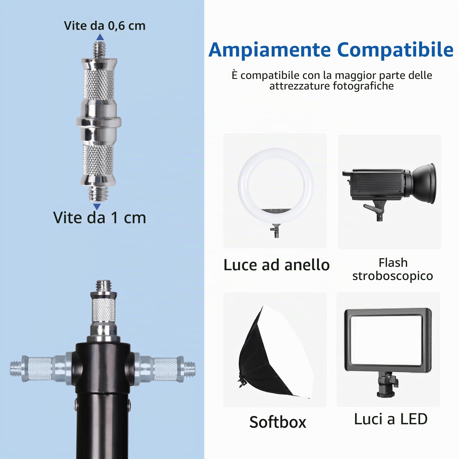 Confezione da 2 bracci triangolari per montaggio a parete, 180 cm, supporto per luce ad anello, supporto per luce da soffitto, rotazione flessibile a 180°, per luce video, flash, fotografia