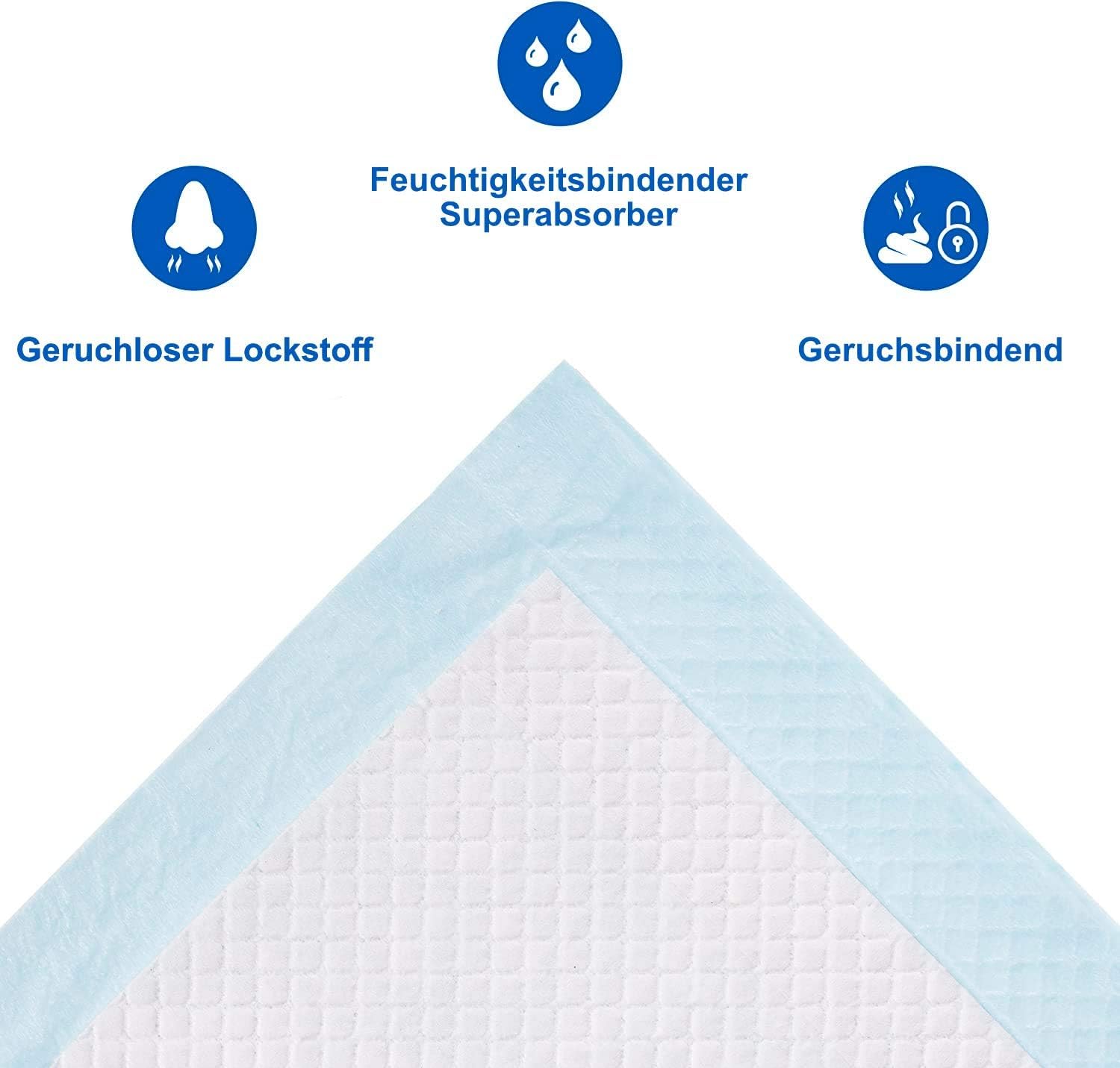 Krankenunterlage für Menschen mit Blasenschwäche | 60 x 60 cm ▸ 150 Stück ▸ 6-lagig | saugstarke Inkontinenzunterlage | Ideal auch für Babys oder als Welpenunterlage (150 Stück)