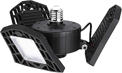 Deformable LED Garage Light - 6000 Lumen 4500K Neutral Light 60W Three Leaf Garage Organization Ceiling Lighting 1-Pack